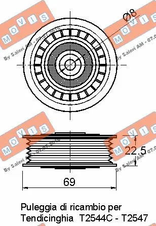 Deflection/Guide Pulley, V-ribbed belt