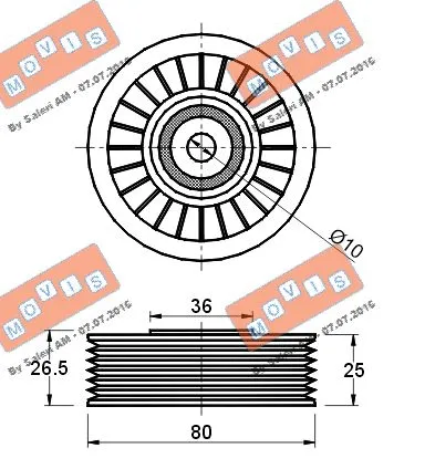 Deflection/Guide Pulley, V-ribbed belt