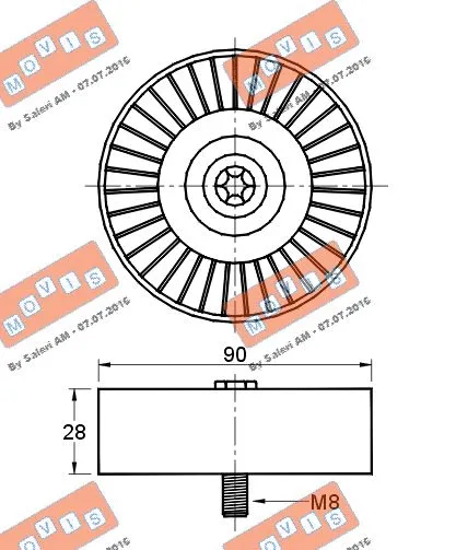 Deflection/Guide Pulley, V-ribbed belt