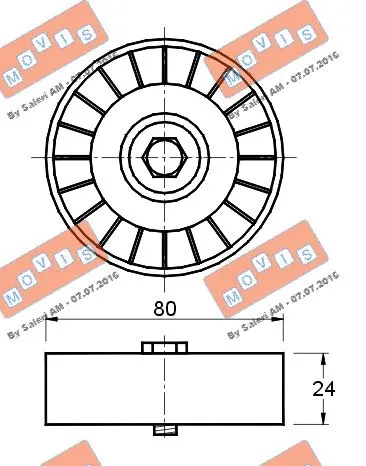 Deflection/Guide Pulley, V-ribbed belt