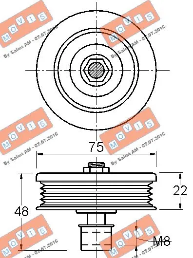 Deflection/Guide Pulley, V-ribbed belt