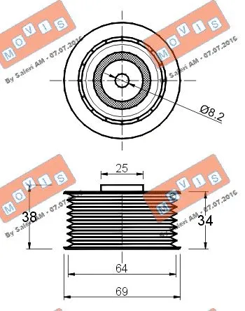 Deflection/Guide Pulley, V-ribbed belt