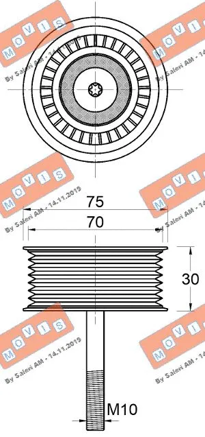 Deflection/Guide Pulley, V-ribbed belt