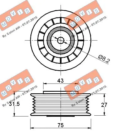 Deflection/Guide Pulley, V-ribbed belt