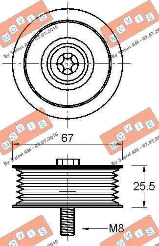 Deflection/Guide Pulley, V-ribbed belt