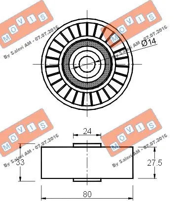 Deflection/Guide Pulley, V-ribbed belt