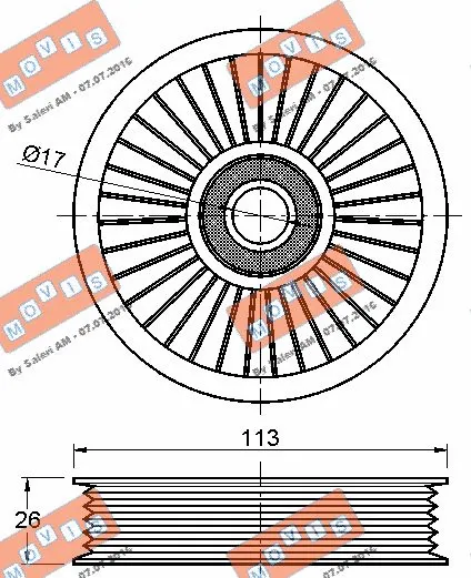 Deflection/Guide Pulley, V-ribbed belt