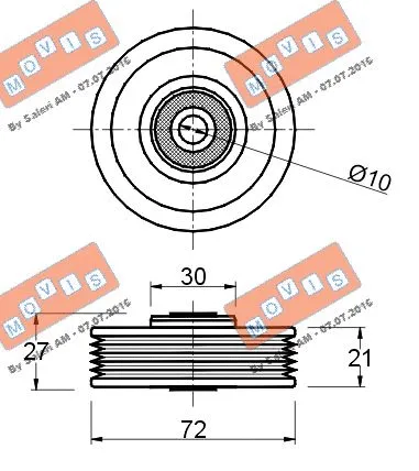 Deflection/Guide Pulley, V-ribbed belt