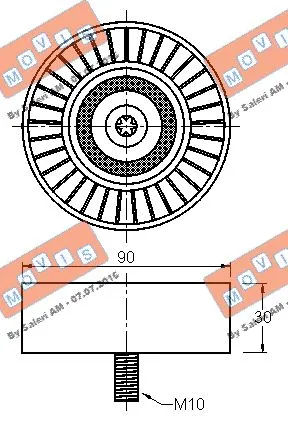 Deflection/Guide Pulley, V-ribbed belt