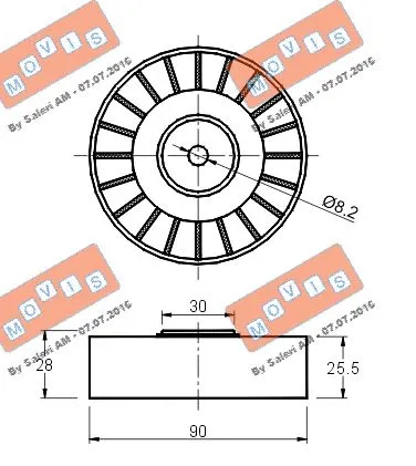 Deflection/Guide Pulley, V-ribbed belt