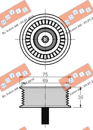 Deflection/Guide Pulley, V-ribbed belt