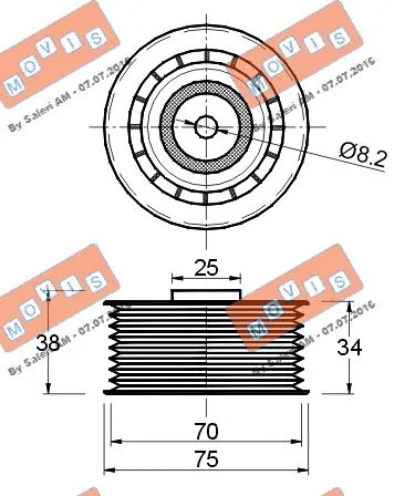 Deflection/Guide Pulley, V-ribbed belt