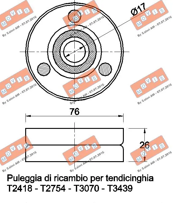 Deflection/Guide Pulley, V-ribbed belt