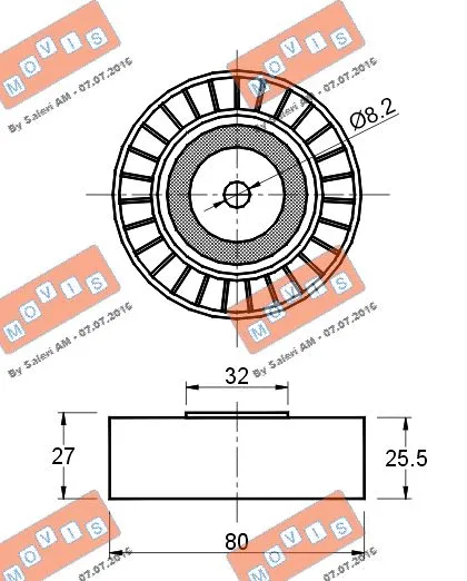Deflection/Guide Pulley, V-ribbed belt