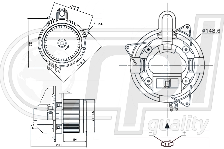 Electric Motor, interior blower (APVTDA5004)