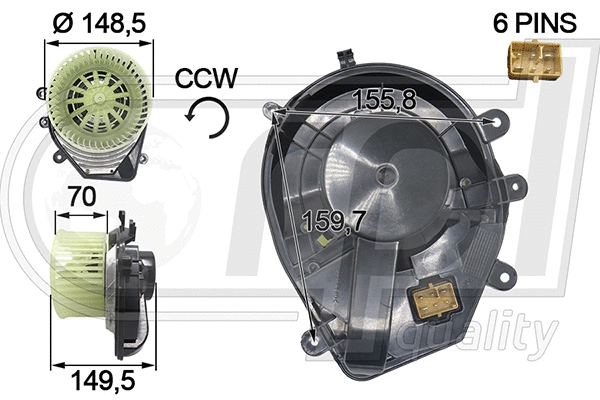 Electric Motor, interior blower (APVTAU5003)