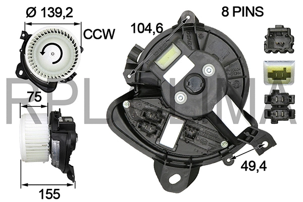 Electric Motor, interior blower (APVTFT0017)