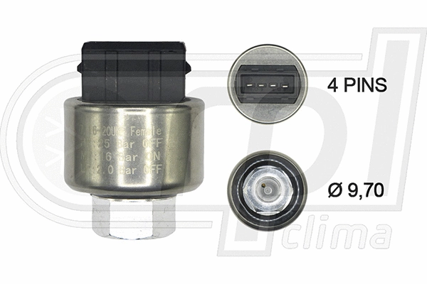 Pressure Switch, air conditioning (APPRUL0009)