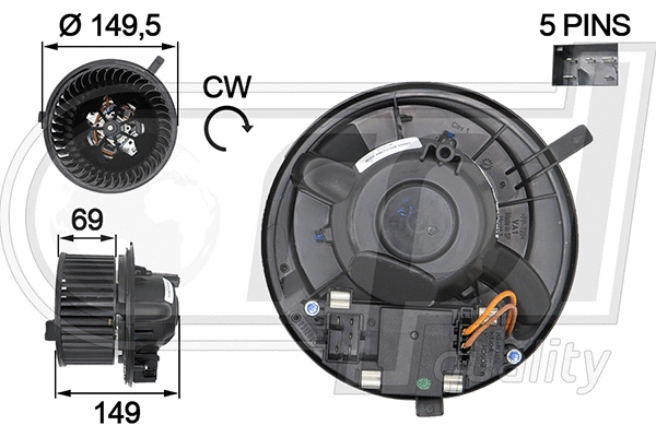 Electric Motor, interior blower (APVTAU5008)