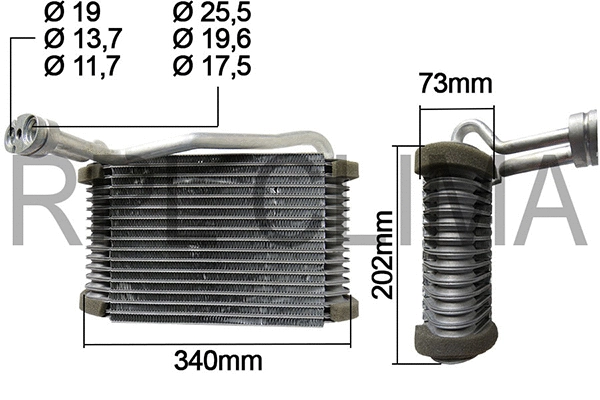 Evaporator, air conditioning (APEVAU5003)