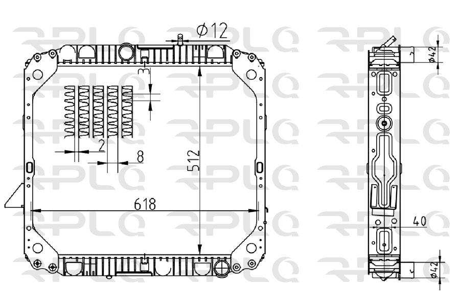 Radiator, engine cooling (APRAMB5006)