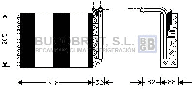 Evaporator, air conditioning (70-PEV007)