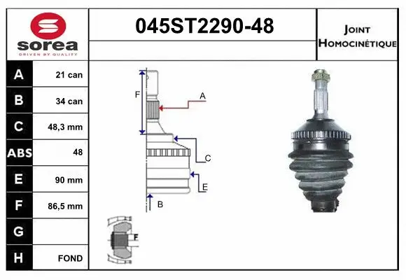 Joint Kit, drive shaft (045ST2290-48)