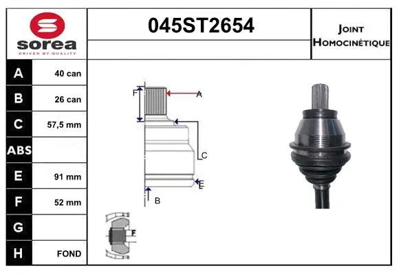 Joint Kit, drive shaft (045ST2654)