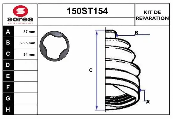 Bellow Kit, drive shaft (150ST154)