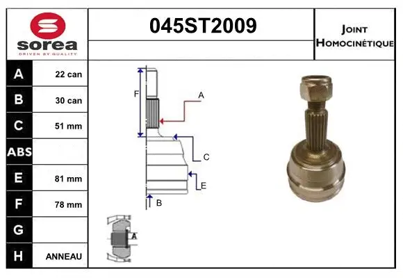 Joint Kit, drive shaft (045ST2009)