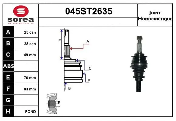 Joint Kit, drive shaft (045ST2635)