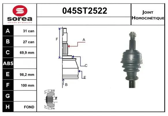Joint Kit, drive shaft (045ST2522)