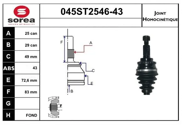 Joint Kit, drive shaft (045ST2546-43)