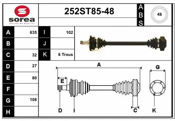 Drive Shaft (252ST85-48)