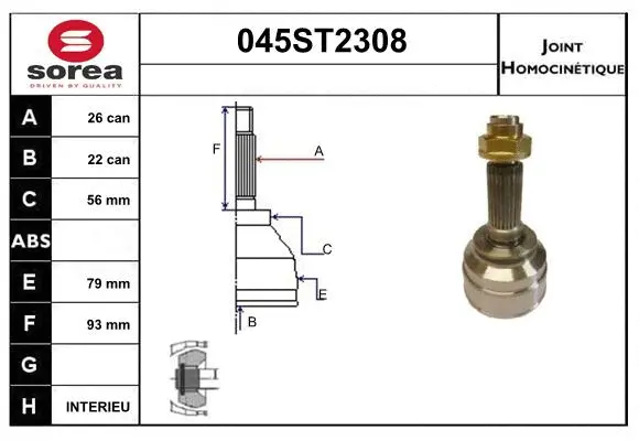 Joint Kit, drive shaft (045ST2308)