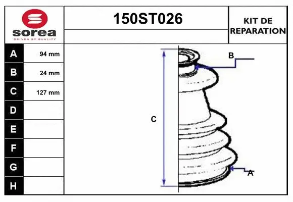 Bellow Kit, drive shaft (150ST026)
