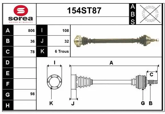 Drive Shaft (154ST87)