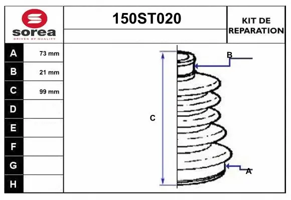 Bellow Kit, drive shaft (150ST020)