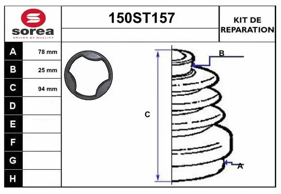 Bellow Kit, drive shaft (150ST157)