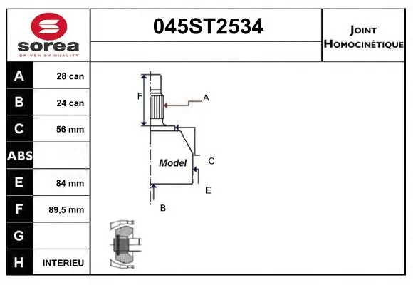 Joint Kit, drive shaft (045ST2534)