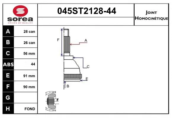 Joint Kit, drive shaft (045ST2128-44)