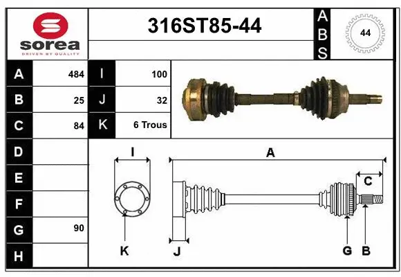 Drive Shaft (316ST85-44)