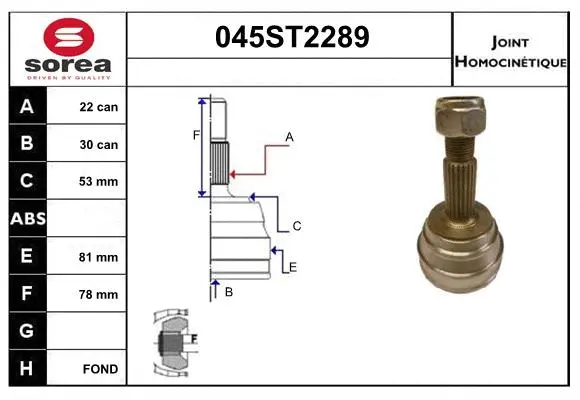 Joint Kit, drive shaft (045ST2289)