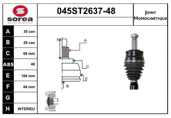 Joint Kit, drive shaft (045ST2637-48)