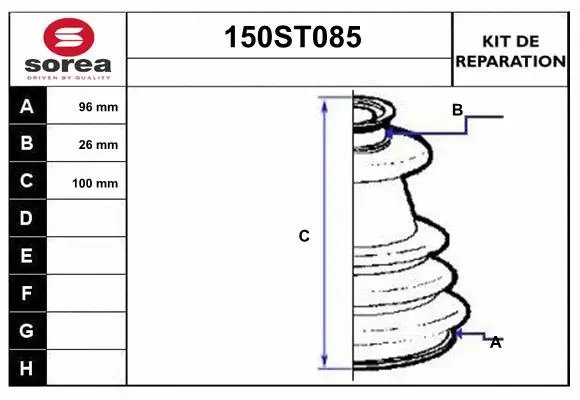 Bellow Kit, drive shaft (150ST085)