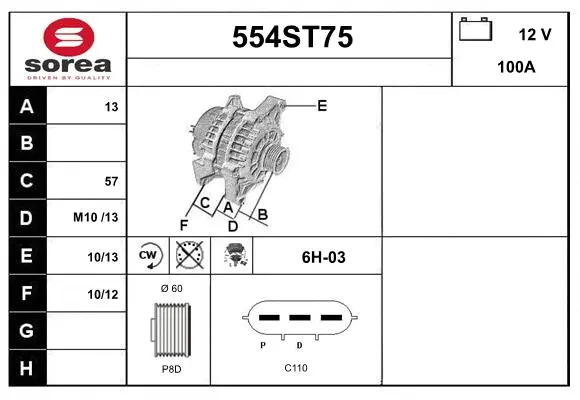 Alternator (554ST75)
