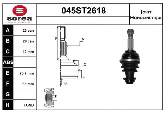 Joint Kit, drive shaft (045ST2618)