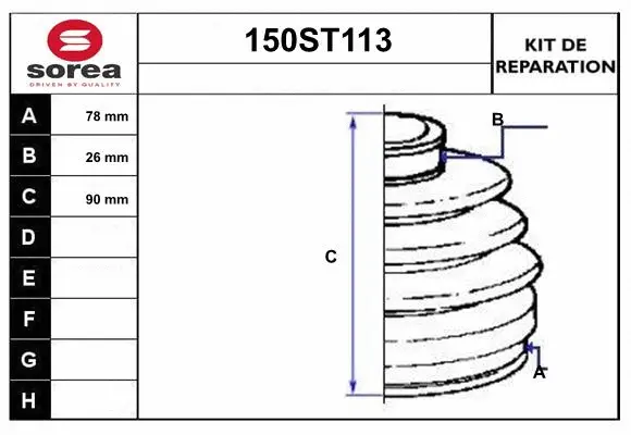 Bellow Kit, drive shaft (150ST113)