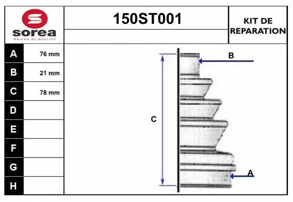 Bellow Kit, drive shaft (150ST001)