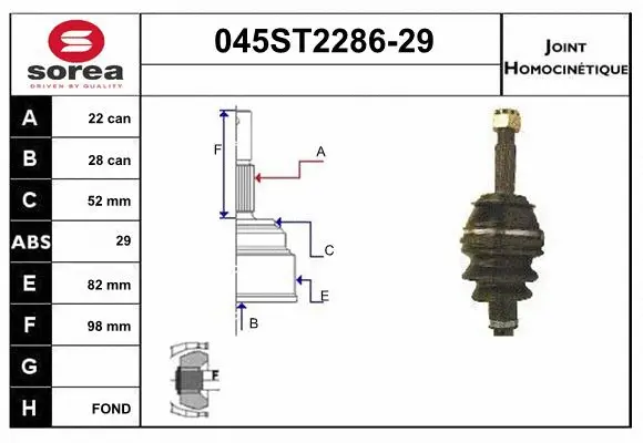 Joint Kit, drive shaft (045ST2286-29)